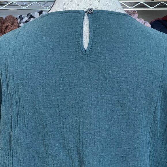 Madewell Womens Blouse Sz Small Lightspun Cuffed-Sleeve Shirred Bohemian Boho - Picture 6 of 12